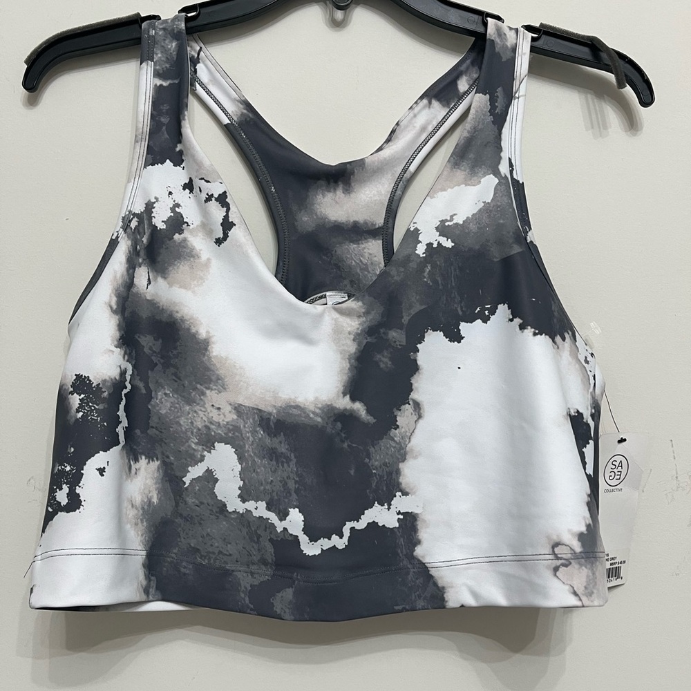 Sage Athletic Set Shorts and Bralette XL Gray and White ladies new with tags